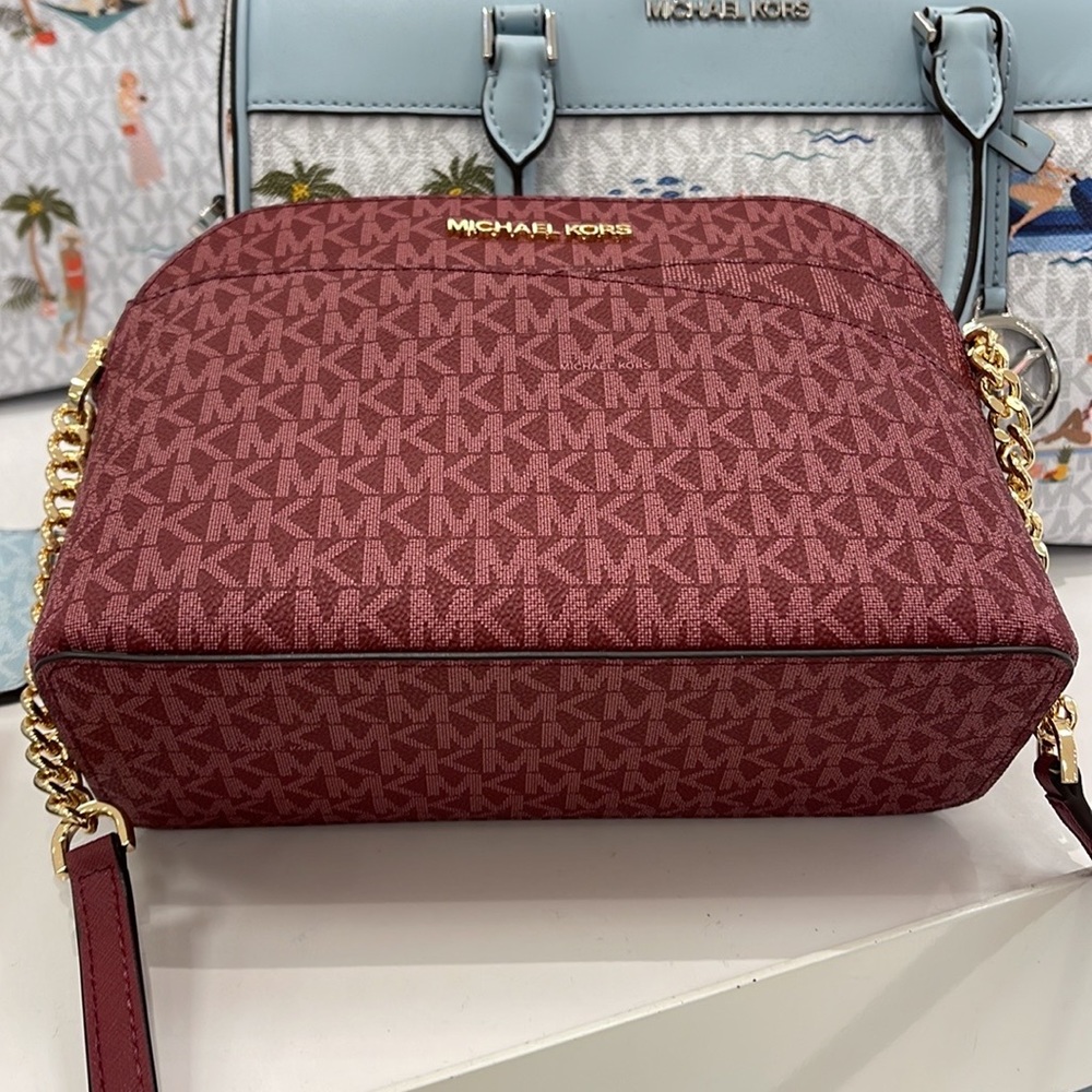 MICHAEL KORS Jet Set Medium Logo Dome Satchel Mulberry Multi - Picture 4 of 16